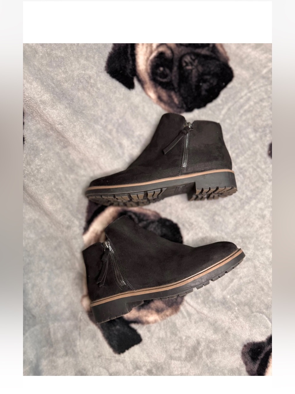 Esprit Black Suede Ankle Booties Boots Shoes with Side Zip - Picture 8 of 9